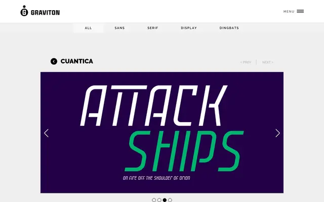 Cuantica specimen from Graviton Font Foundry