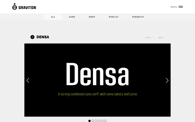 Densa specimen from Graviton Font Foundry