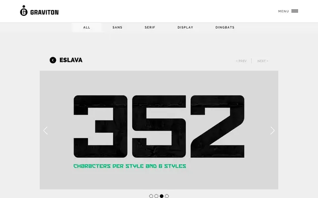 Eslava specimen from Graviton Font Foundry