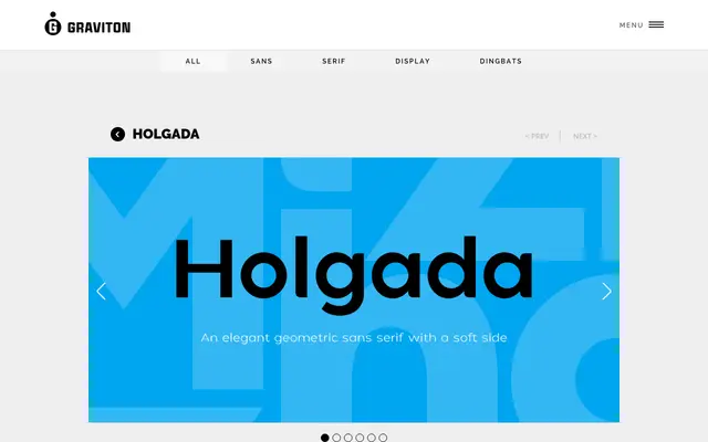 Holgada specimen from Graviton Font Foundry