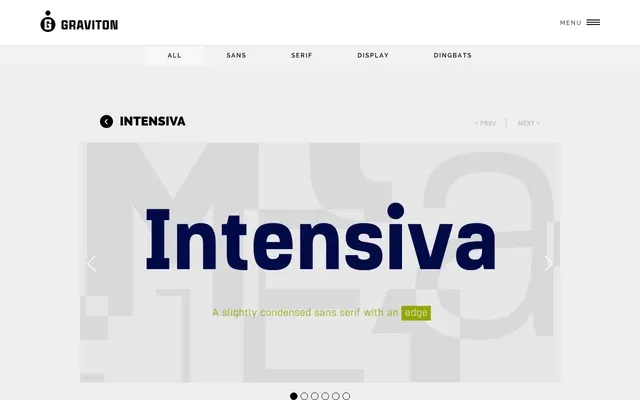 Intensiva specimen from Graviton Font Foundry