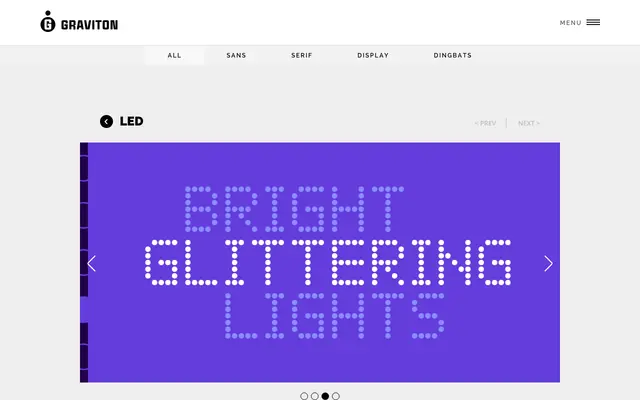 Led specimen from Graviton Font Foundry