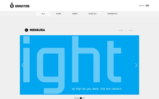 Mensura specimen from Graviton Font Foundry