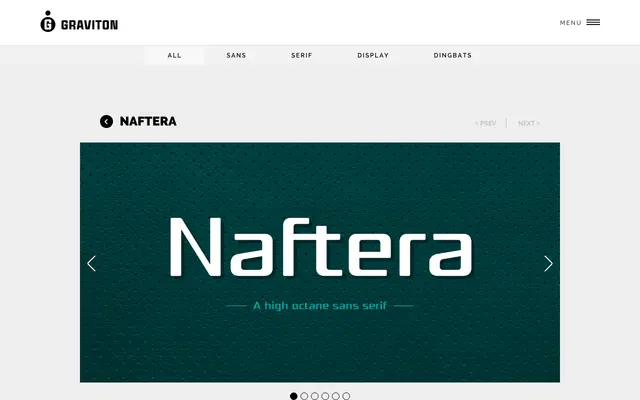 Naftera specimen from Graviton Font Foundry