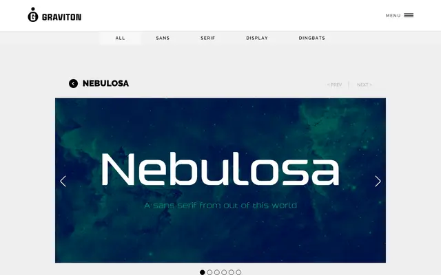 Nebulosa specimen from Graviton Font Foundry