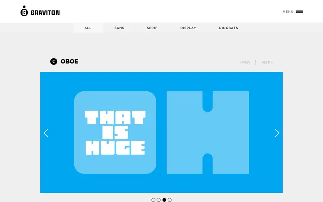 Oboe specimen from Graviton Font Foundry
