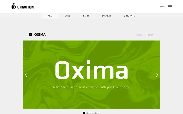 Oxima specimen from Graviton Font Foundry