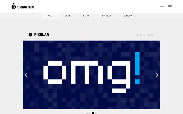 Pixelar specimen from Graviton Font Foundry