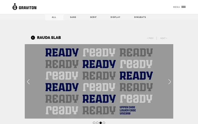 Rauda Slab specimen from Graviton Font Foundry