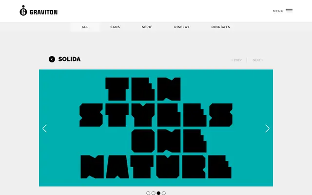 Solida specimen from Graviton Font Foundry