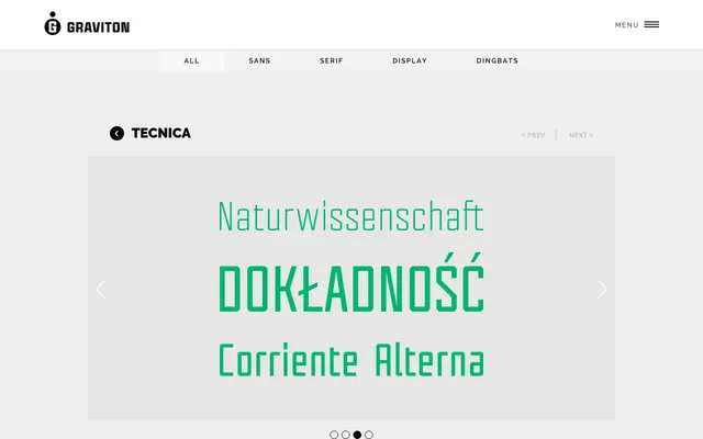 Técnica specimen from Graviton Font Foundry
