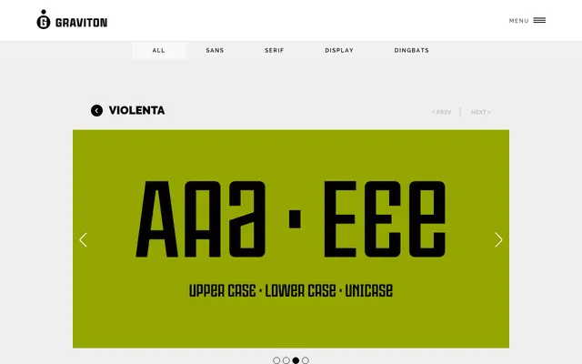 Violenta specimen from Graviton Font Foundry