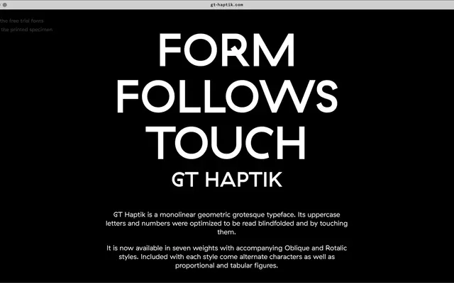 GT Haptik specimen from Grilli Type