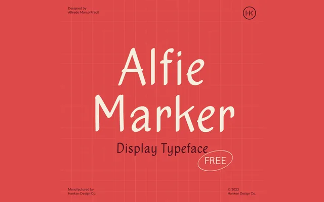 Alfie Marker specimen from Hanken Design Co.