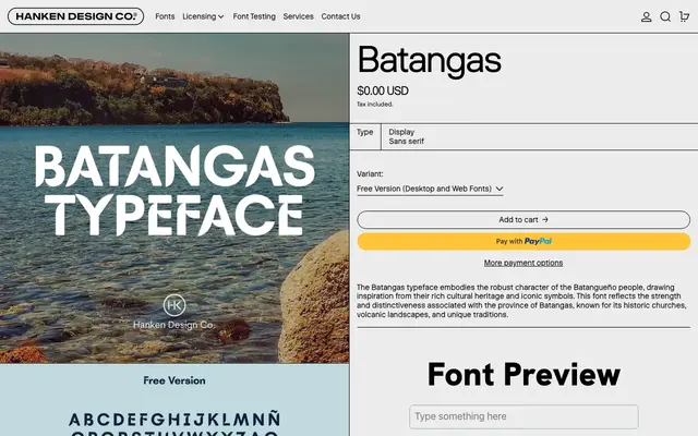Batangas specimen from Hanken Design Co.