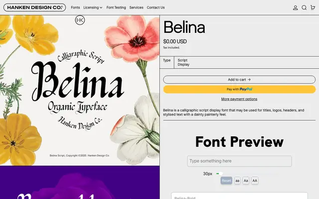 Belina specimen from Hanken Design Co.