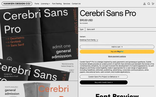 Cerebri Sans Pro specimen from Hanken Design Co.