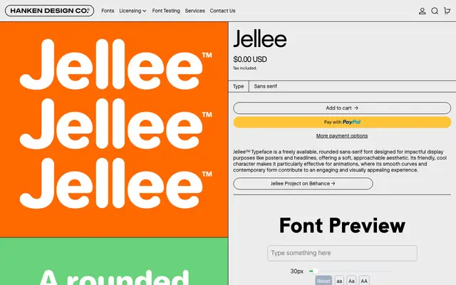 Jellee specimen from Hanken Design Co.