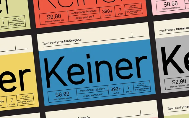 Keiner specimen from Hanken Design Co.