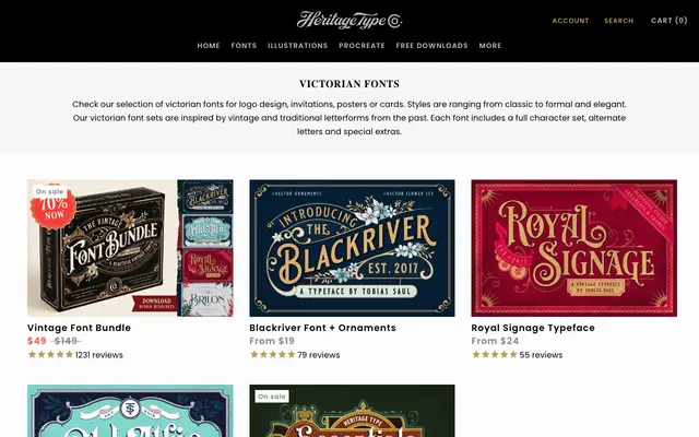 Victorian Fonts specimen from Heritage Type Co.