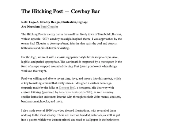 Hitching Post specimen from Herzberg Design