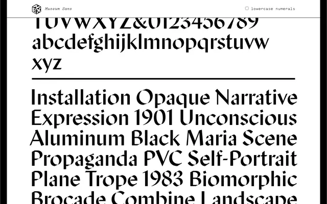 Museum Sans specimen from HEX