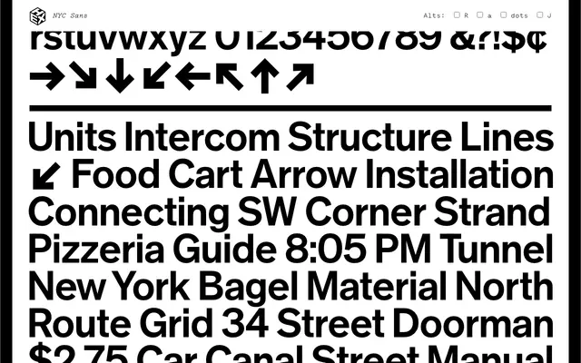 NYC Sans specimen from HEX