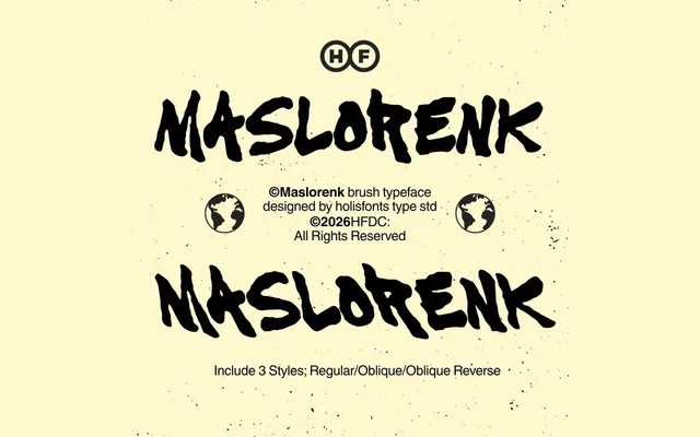 Maslorenk specimen from HolisFonts