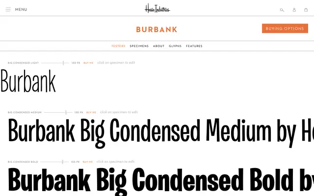 Burbank specimen from House Industries