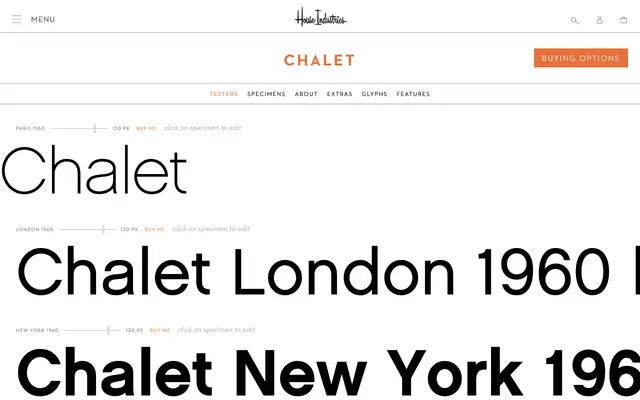 Chalet specimen from House Industries