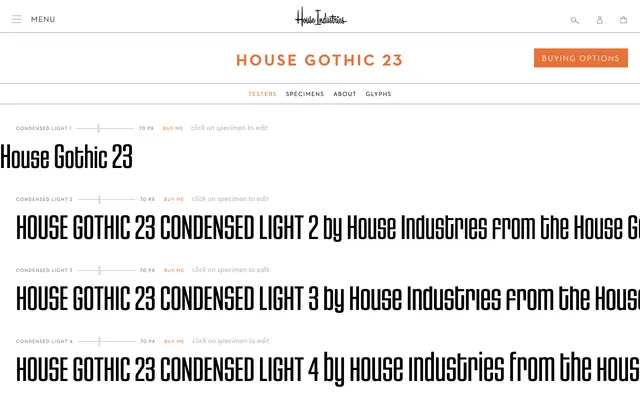 House Gothic 23 specimen from House Industries