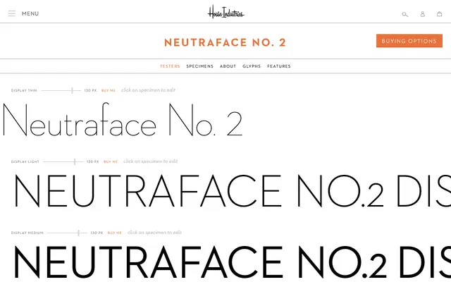 Neutraface No. 2 specimen from House Industries
