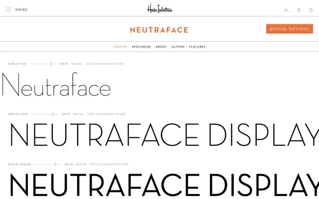 Neutraface specimen from House Industries
