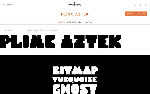 Plinc Aztek specimen from House Industries