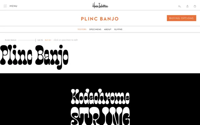 Plinc Banjo specimen from House Industries