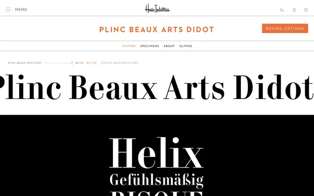 Plinc Beaux Arts Didot specimen from House Industries