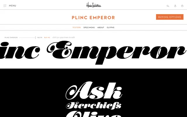 Plinc Emperor specimen from House Industries