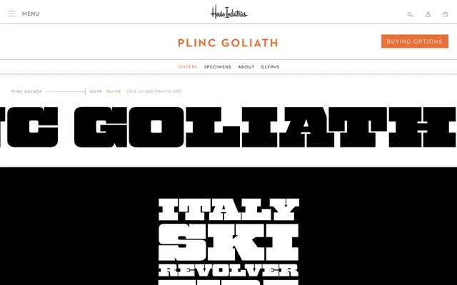 Plinc Goliath specimen from House Industries