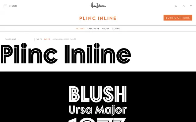 Plinc Inline specimen from House Industries