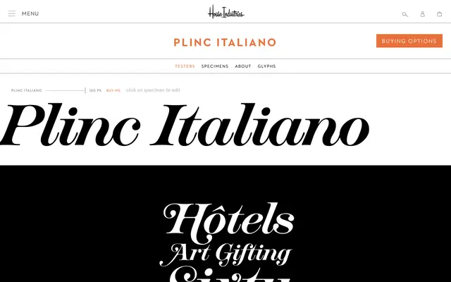 Plinc Italiano specimen from House Industries