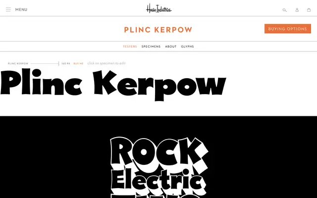 Plinc Kerpow specimen from House Industries