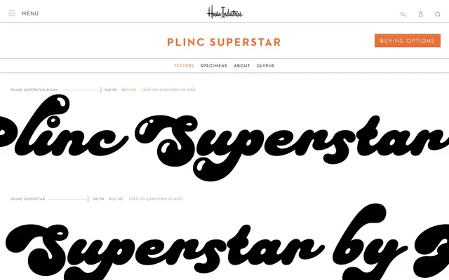 Plinc Superstar specimen from House Industries
