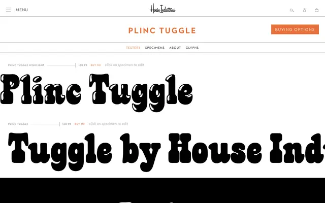 Plinc Tuggle specimen from House Industries