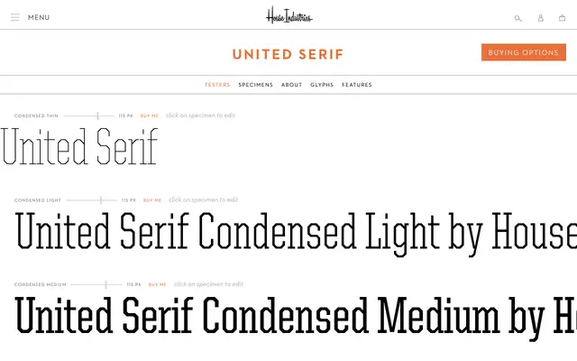 United Serif specimen from House Industries