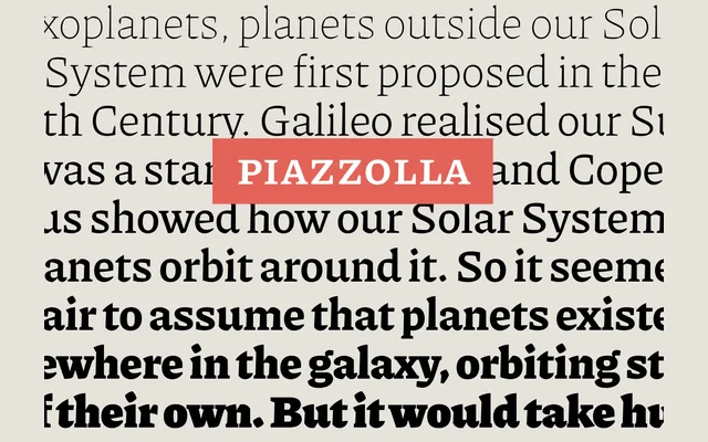 Piazzolla specimen from HT Fonts