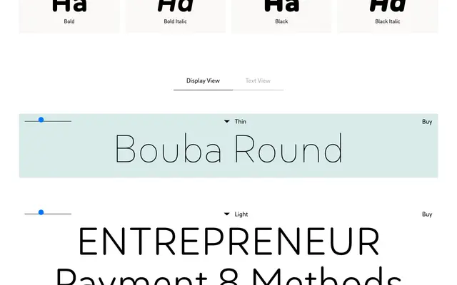 Bouba Round specimen from HvD Fonts
