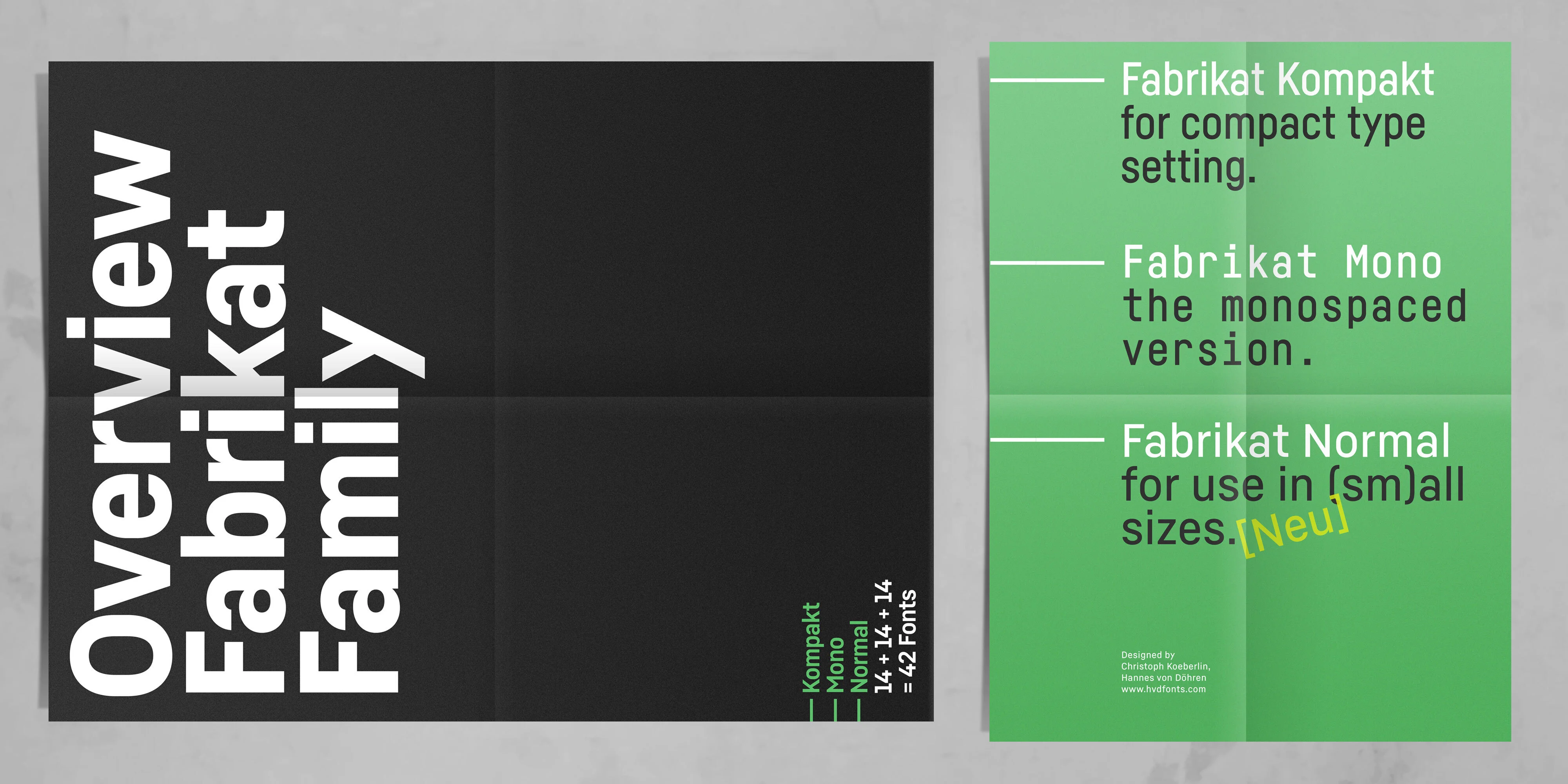 Fabrikat Normal specimen from HvD Fonts