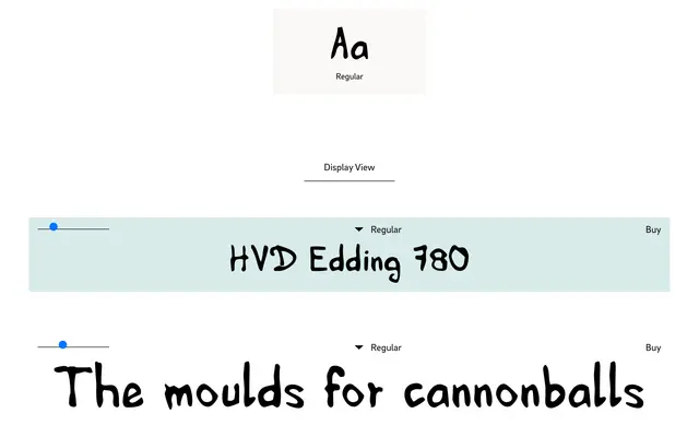 HVD Edding 780 specimen from HvD Fonts