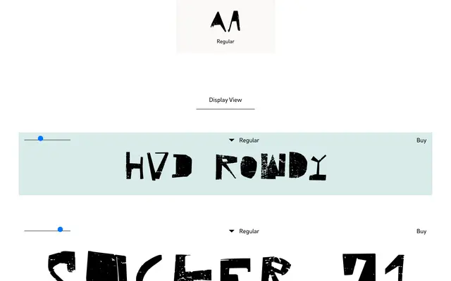 HvD Rowdy specimen from HvD Fonts