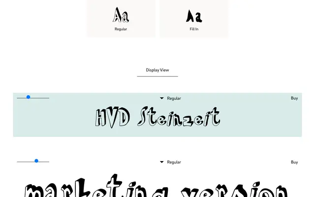 HVD Steinzeit specimen from HvD Fonts